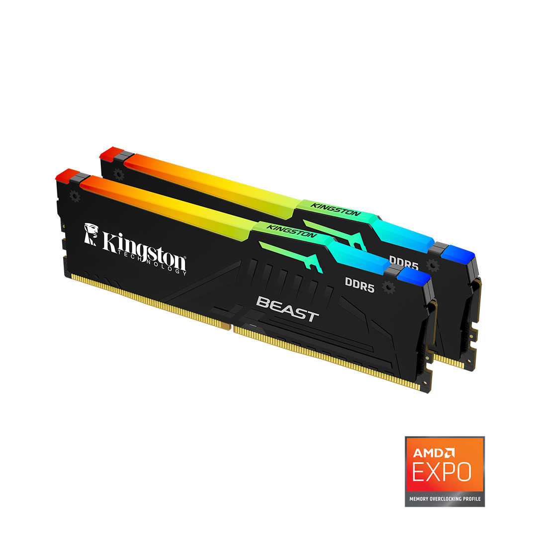 Kingston Beast RGB Expo 64GB DDR5 6400MHz CL32 Performans Ram Kit (2x32GB) KF564C32BBEAK2-64TR