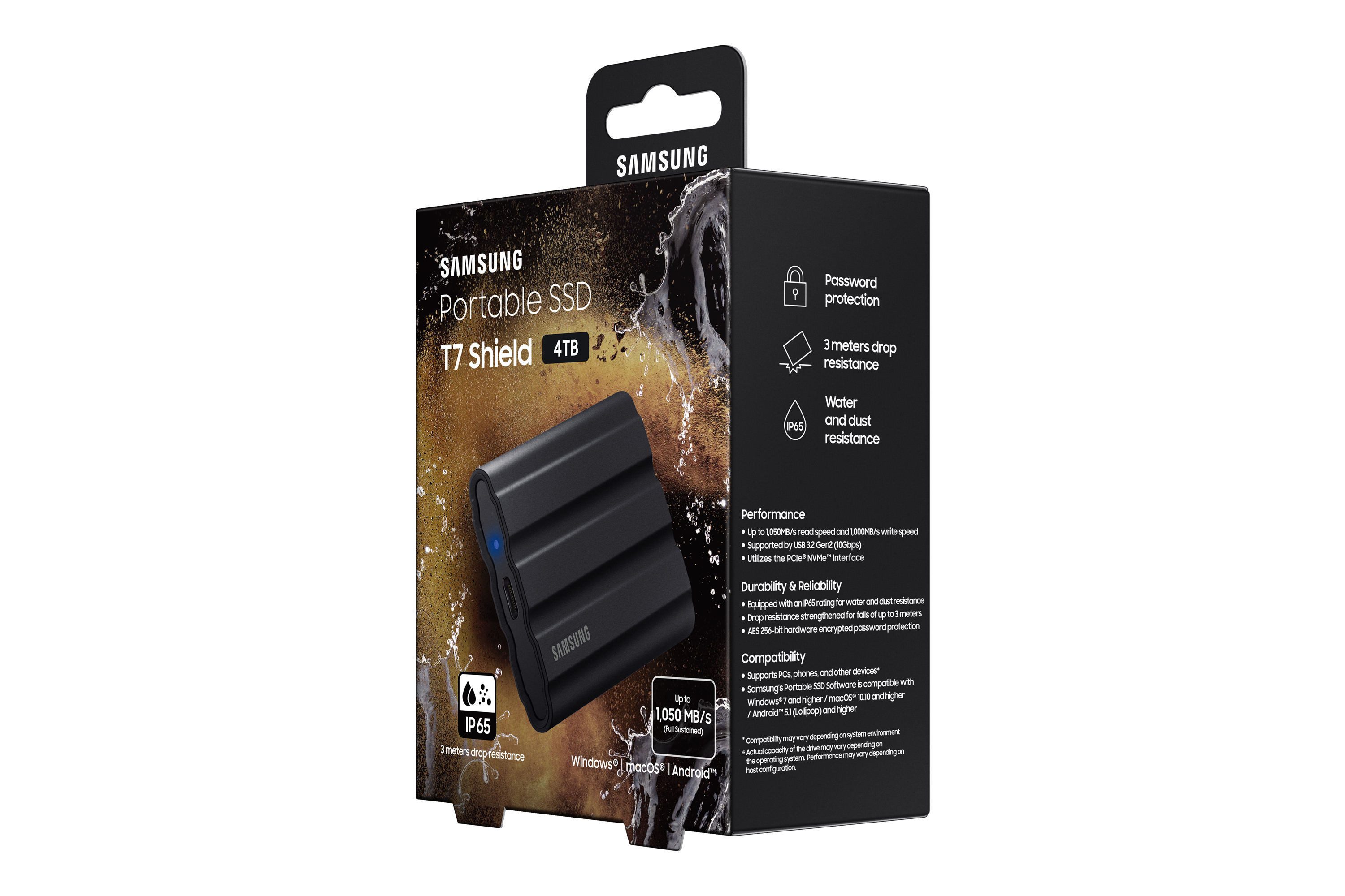 Samsung T7 Shield 4TB Mini USB 3.2 Siyah Taşınabilir SSD MU-PE4T0S/WW Portable SSD