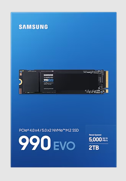 Samsung 990 EVO 2TB PCIe Gen 4.0 x4 NVMe 5000-4200 M.2 2280 SSD MZ-V9E2T0BW
