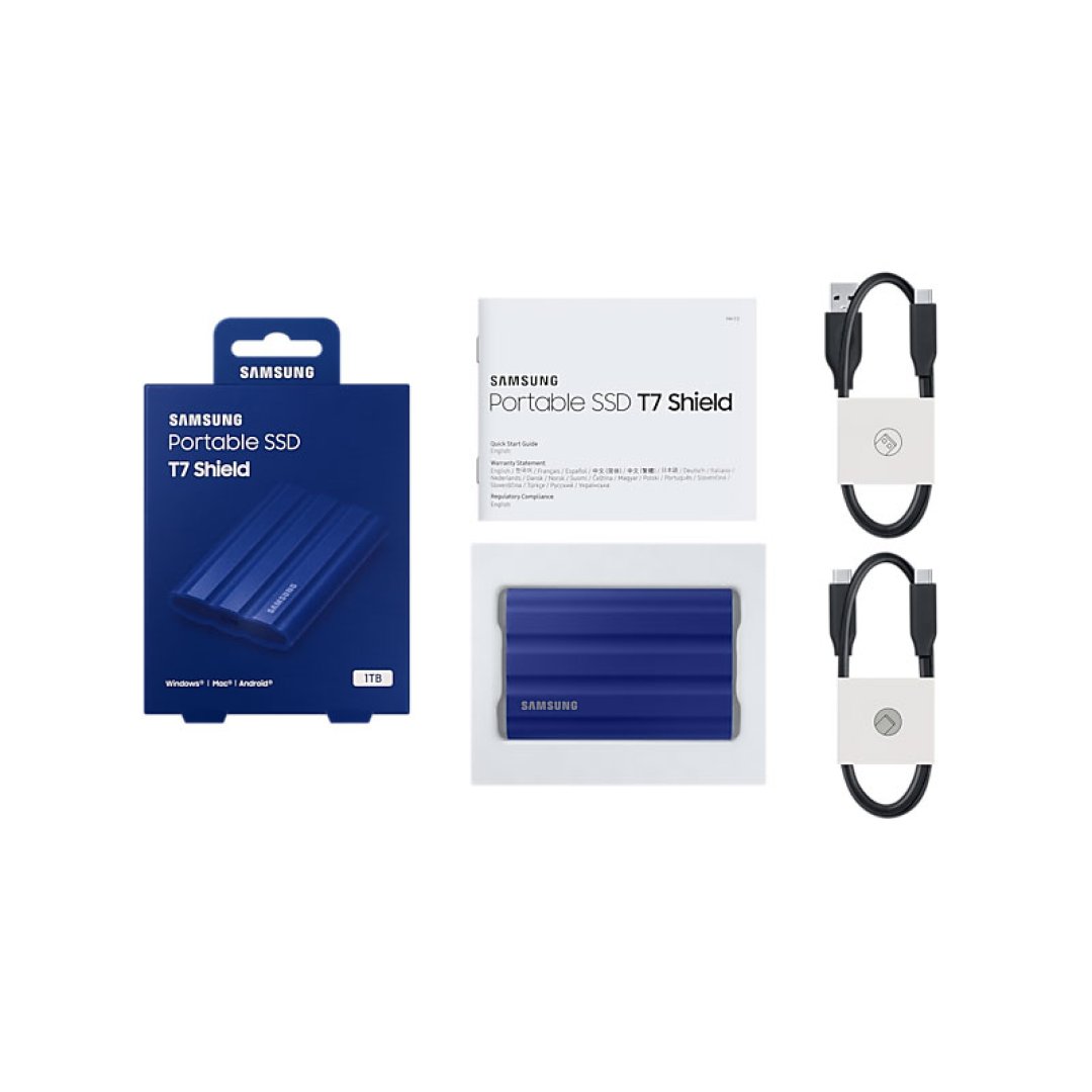 Samsung T7 Shield 1TB USB 3.2 Mavi Taşınabilir SSD MU-PE1T0R/WW Portable SSD