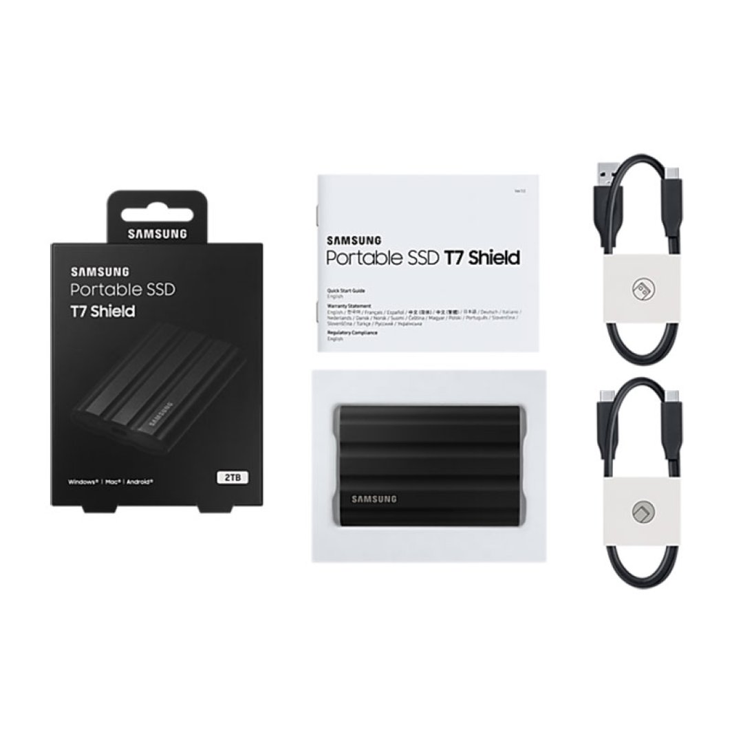 Samsung T7 Shield 2TB USB 3.2 Siyah Taşınabilir SSD MU-PE2T0S/WW Portable SSD