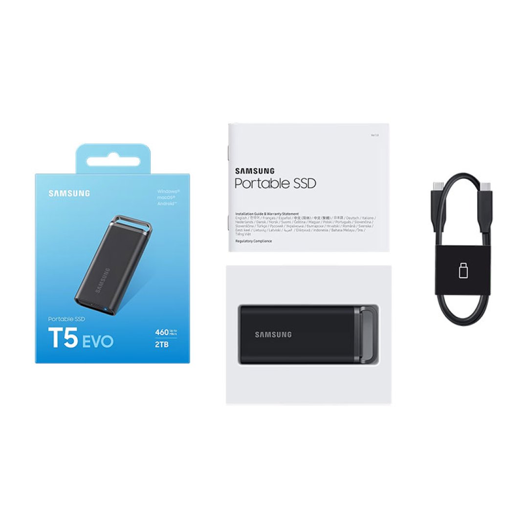 Samsung T5 Evo 2TB USB 3.2 Mini Siyah Taşınabilir SSD MU-PH2T0S/WW Portable SSD