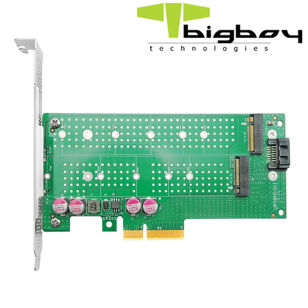 Bigboy PCIe Gen 4.0 x4 1xM.2 NVMe+1xM.2 Sata Çevirici Ünite BTC-M2G4X2SN PCIe Cevirici